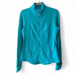 Flaw Lululemon Teal Blue Define Jacket Full Zip Performance Stretch Logo size 10
